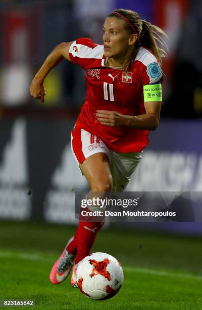 Lara Dickenmann of Switzerland runs with the ball during the Group C match between Switzerland and France during the UEFA Women's Euro 2017 at Rat...