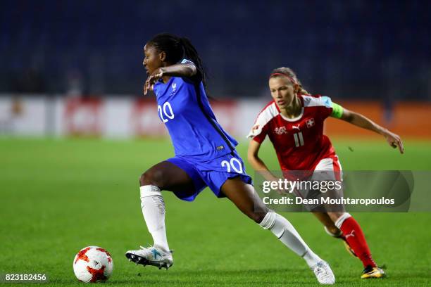 Lara Dickenmann of Switzerland and Kadidiatou Diani of France compete for the ball during the Group C match between Switzerland and France during the...