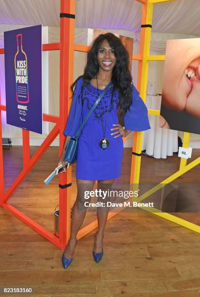 Sinitta attends Absolut's #KissWithPride event at the Houses of Parliament in celebration of the 50th anniversary of The Sexual Offences Act on July...