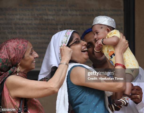 Parsi family celebrate Pateti at tardeo in Mumbai on friday.