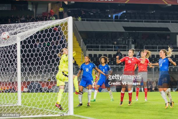 Goalkeeper Gaelle Thalmann of Switzerland women, Marie-Laure Delie of France women, Wendie Renard of France women, Rahel Kiwic of Switzerland women,...
