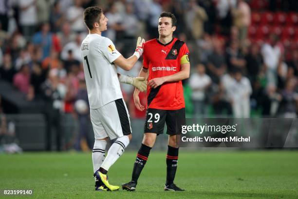 Romain DANZE et Benoit COSTIL - - Rennes / Atletico Madrid - Europa League,