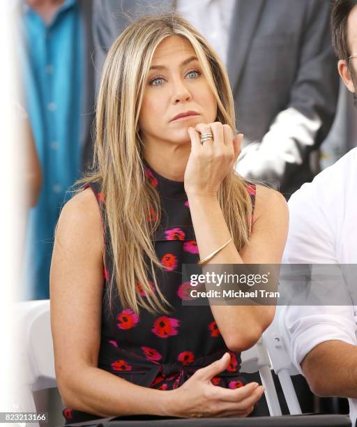 Jennifer Aniston attends the ceremony honoring Jason Bateman with a Star on The Hollywood Walk of Fame held on July 26, 2017 in Hollywood, California.