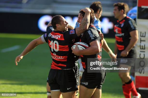 Joie de Yannick Jauzion et Luke McAlister - - Toulouse / Racing Metro 92 - Top 14 - 2011-12 -