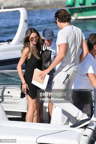 Vito Schnabel and Heidi Klum are seen on July 26, 2017 in Saint-Tropez, France.