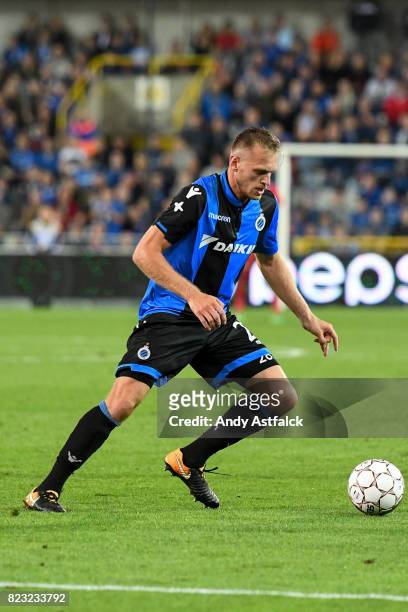 Bjorn Engels from Club Brugge in action during the Champions League Third Round Qualifier First Leg match between Club Brugge and Istanbul Basaksehir...