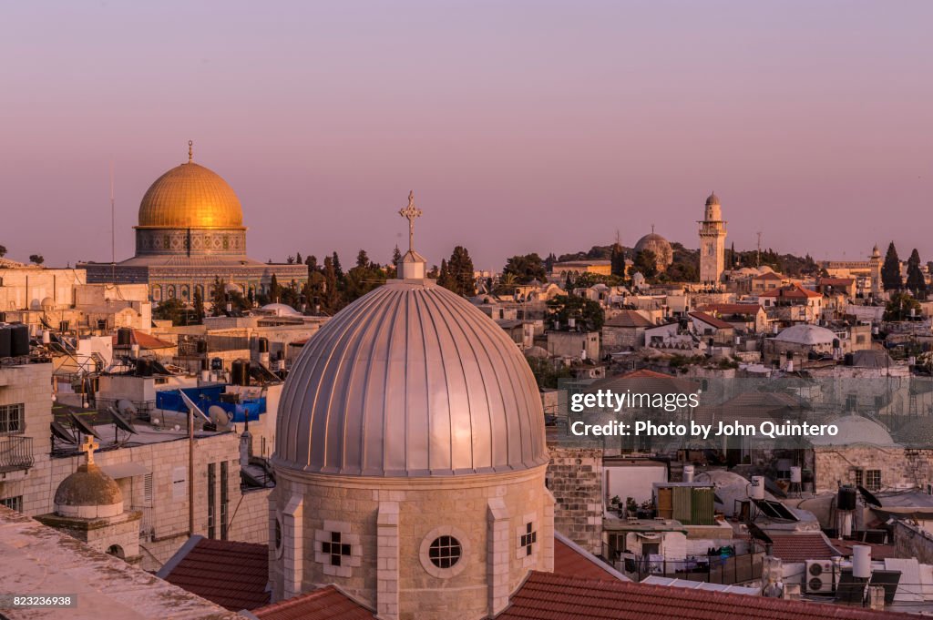 The Church of the Holy Sepulchre and the Dome of the Rock in Jerusalem, Israel