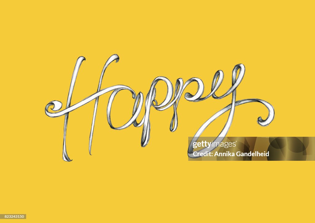 Happy One Lettering Lettering Happy High-Res Vector Graphic - Getty Images