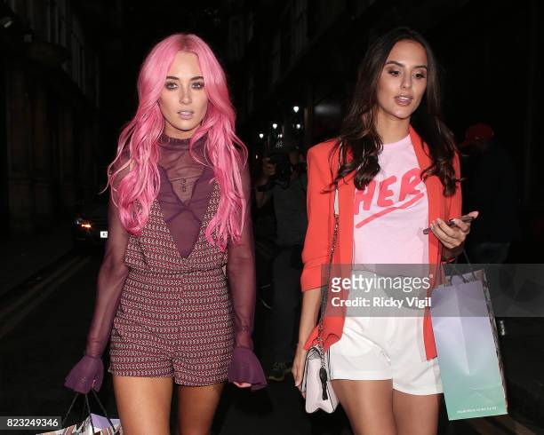 Nicola Hughes and Lucy Watson attend Spectrum x Mean Girls: Burn Book - launch party at Icetank Studios on July 26, 2017 in London, England.