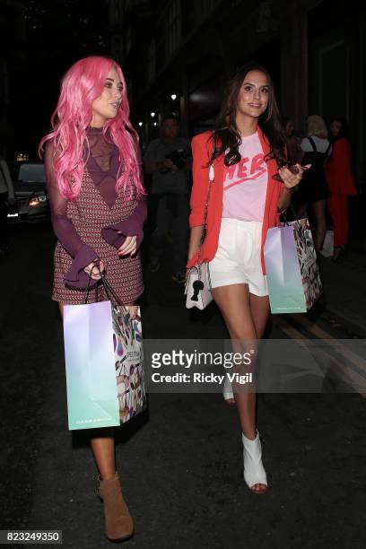 Nicola Hughes and Lucy Watson attend Spectrum x Mean Girls: Burn Book - launch party at Icetank Studios on July 26, 2017 in London, England.