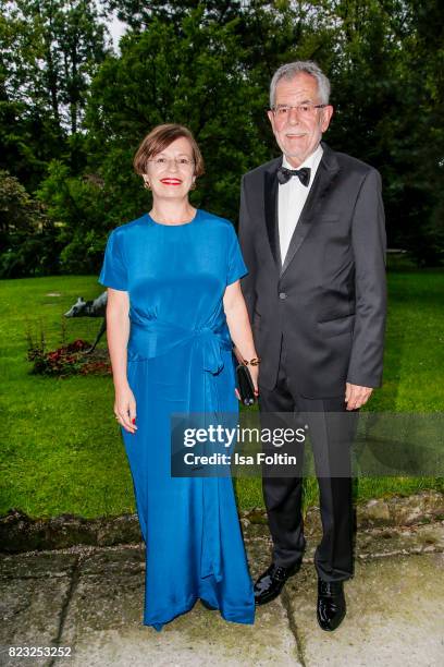 Alexander van der Bellen, president of Austria, and his wife Doris Schmidauer during the International Salzburg Association Gala on July 26, 2017 in...