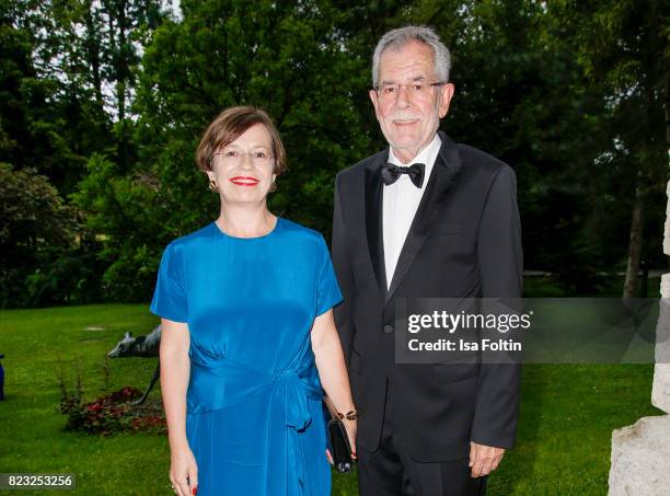 Alexander van der Bellen, president of Austria, and his wife Doris Schmidauer during the International Salzburg Association Gala on July 26, 2017 in...