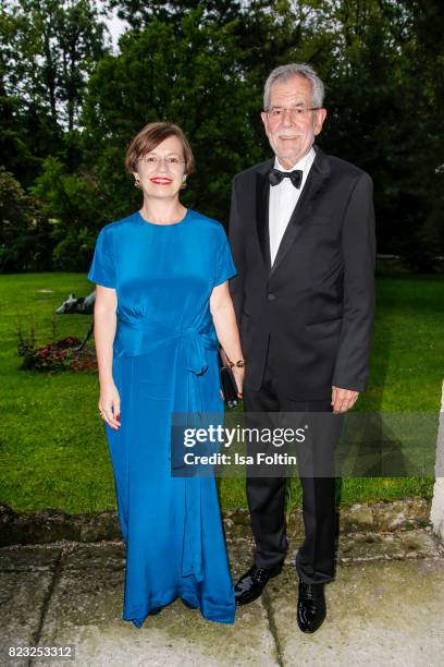 Alexander van der Bellen, president of Austria, and his wife Doris Schmidauer during the International Salzburg Association Gala on July 26, 2017 in...