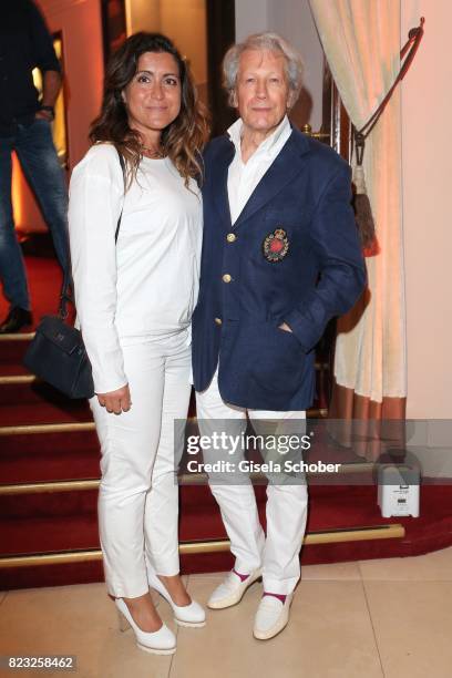 Bernd Herzsprung and his girlfriend Oezlem Schaefer during the Hotel Vier Jahreszeiten summer party 'Eclat Dore' on July 26, 2017 in Munich, Germany.