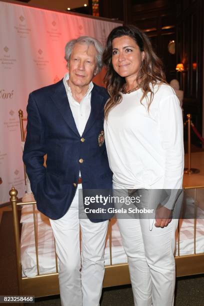 Bernd Herzsprung and his girlfriend Oezlem Schaefer during the Hotel Vier Jahreszeiten summer party 'Eclat Dore' on July 26, 2017 in Munich, Germany.