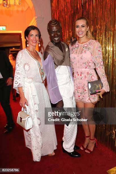 Claudia Schwarz, founder of InStyle Productions, Fashion designer Papis Loveday and Verena Kerth during the Hotel Vier Jahreszeiten summer party...