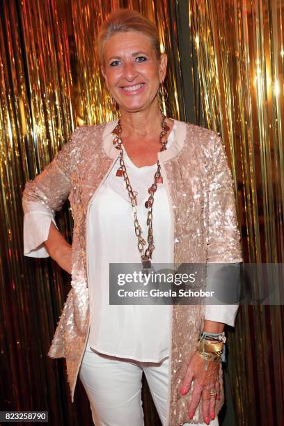 Raphaela Ackermann, sister of Thomas Gottschalk, during the Hotel Vier Jahreszeiten summer party 'Eclat Dore' on July 26, 2017 in Munich, Germany.