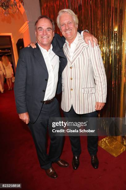 Georg Kofler and Stefan Schaffelhuber during the Hotel Vier Jahreszeiten summer party 'Eclat Dore' on July 26, 2017 in Munich, Germany.