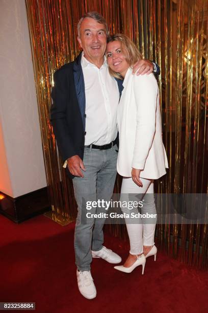 Wolfgang Niersbach and his girlfriend Marion Popp during the Hotel Vier Jahreszeiten summer party 'Eclat Dore' on July 26, 2017 in Munich, Germany.