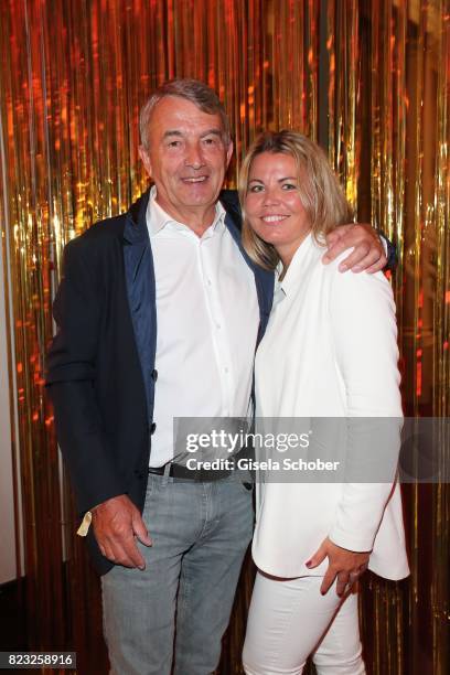 Wolfgang Niersbach and his girlfriend Marion Popp during the Hotel Vier Jahreszeiten summer party 'Eclat Dore' on July 26, 2017 in Munich, Germany.