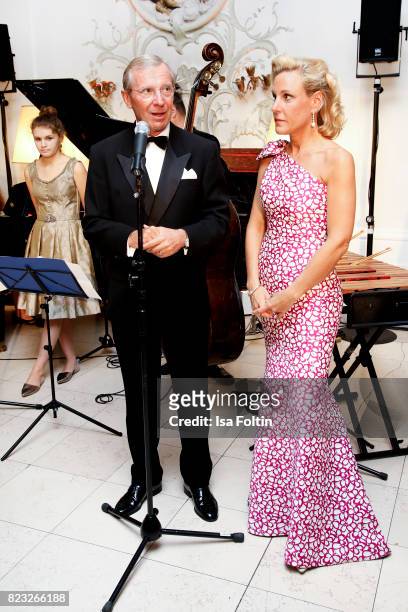 Christina Roesslhuber and Wilfried Haslauer during the International Salzburg Association Gala on July 26, 2017 in Salzburg, Austria.