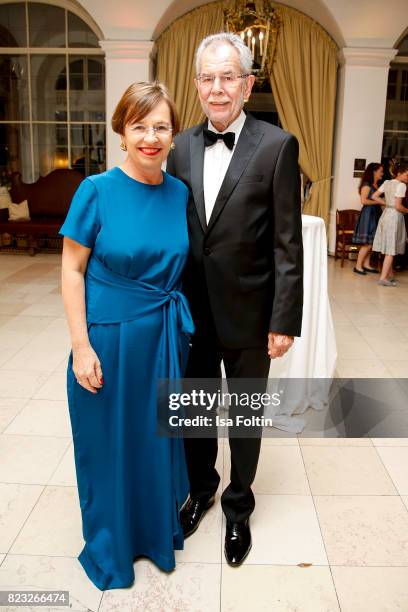 Alexander van der Bellen, president of Austria, and his wife Doris Schmidauer during the International Salzburg Association Gala on July 26, 2017 in...