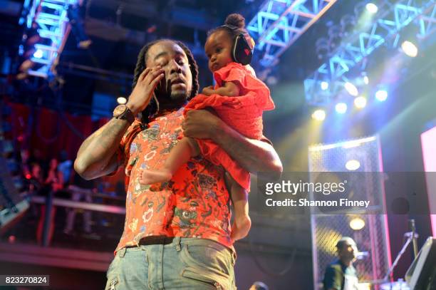 Wale performs onstage with his daughter at the BETX On The Road: DMV Concert at The Fillmore Silver Spring on July 26, 2017 in Silver Spring,...