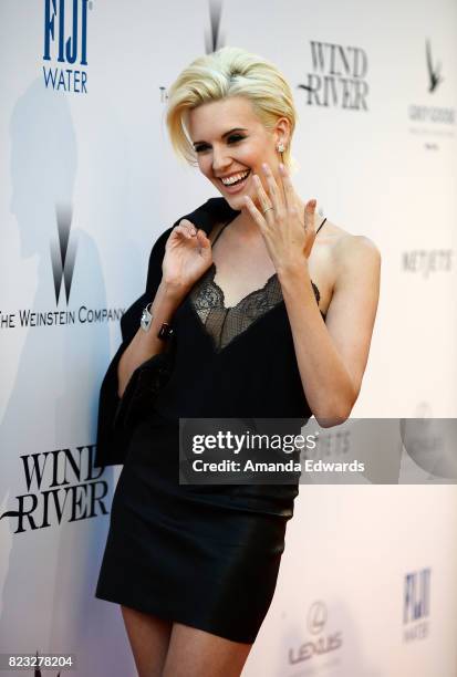 Actress Maggie Grace arrives at the premiere of The Weinstein Company's "Wind River" at The Theatre at Ace Hotel on July 26, 2017 in Los Angeles,...