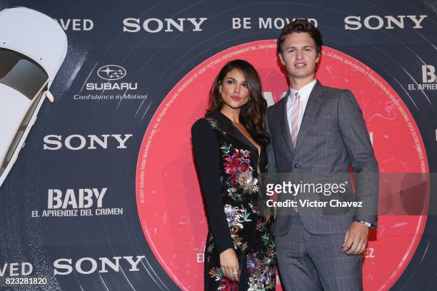 Aactress Eiza Gonzalez and actor Ansel Elgort attend the "Baby Driver" Mexico City premier at Cinemex Antara Polanco on July 26, 2017 in Mexico City,...