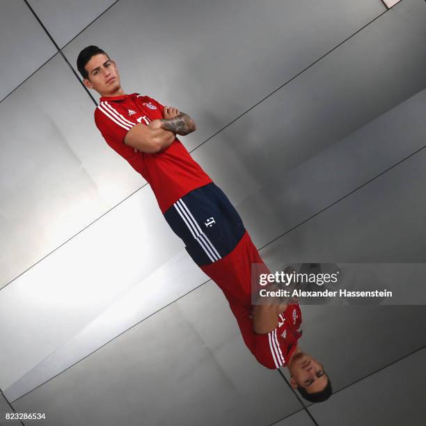 James Rodriguez of FC Bayern Muenchen poses for a portrait at JW Marriott Singapore South Beach Hotel during the Audi Summer Tour 2017 on July 26,...