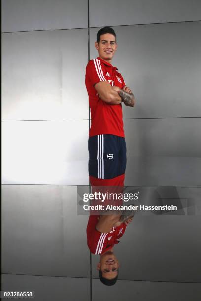 James Rodriguez of FC Bayern Muenchen poses for a portrait at JW Marriott Singapore South Beach Hotel during the Audi Summer Tour 2017 on July 26,...