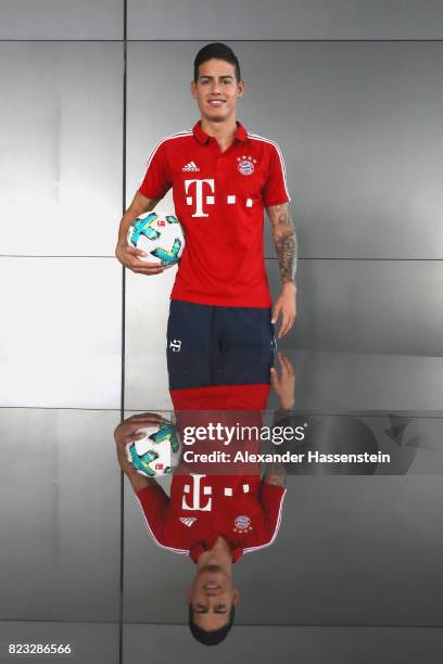 James Rodriguez of FC Bayern Muenchen poses for a portrait at JW Marriott Singapore South Beach Hotel during the Audi Summer Tour 2017 on July 26,...