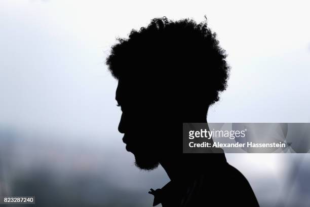 Kingsley Coman of FC Bayern Muenchen poses for a portrait at JW Marriott Singapore South Beach Hotel during the Audi Summer Tour 2017 on July 26,...