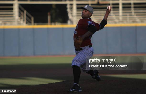 Alejandro Barraza delivers a pitch during the match between Piratas de Campeche and Guerreros de Oaxaca as part of the Liga Mexicana de Beisbol 2017...