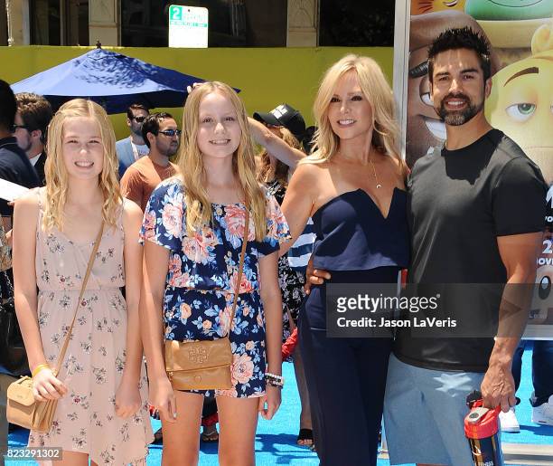 Tamra Judge, husband Eddie Judge and daughters Sidney Barney and Sophia Barney attend the premiere of "The Emoji Movie" at Regency Village Theatre on...