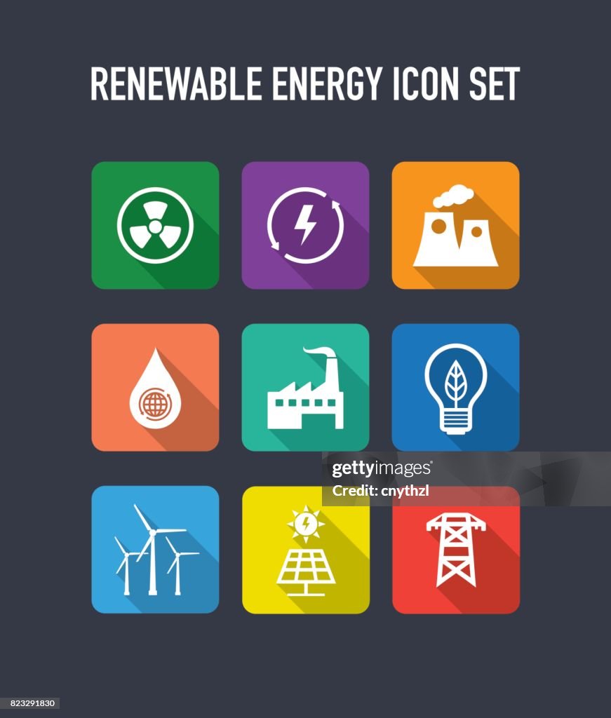Renewable Energy Flat Icons Set
