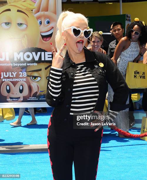 Christina Aguilera attends the premiere of "The Emoji Movie" at Regency Village Theatre on July 23, 2017 in Westwood, California.