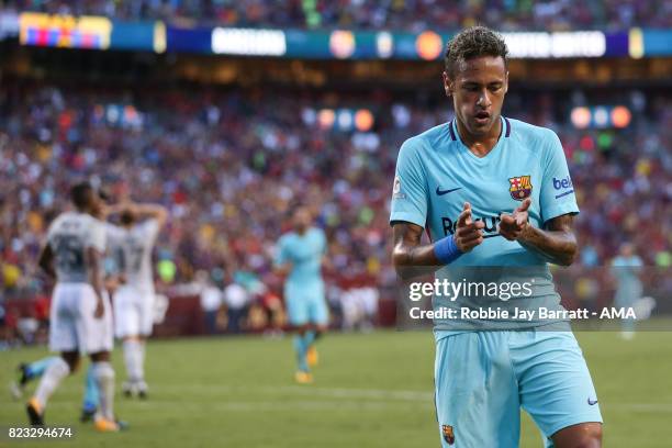 Neymar of FC Barcelona celebrates after scoring a goal to make it 1-0 during the International Champions Cup 2017 match between FC Barcelona and...