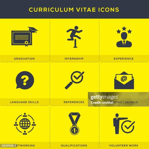 curriculum vitae icons set - cv stock illustrations