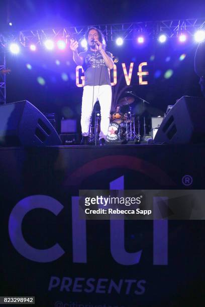 Singer Steve Augeri performs onstage at Citi Presents Journey former lead vocalist Steve Augeri & Asia featuring John Payne at The Grove Summer...
