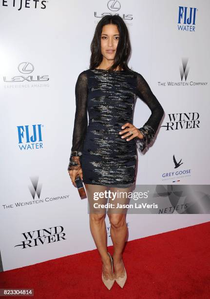 Actress Julia Jones attends the premiere of "Wind River" at The Theatre at Ace Hotel on July 26, 2017 in Los Angeles, California.