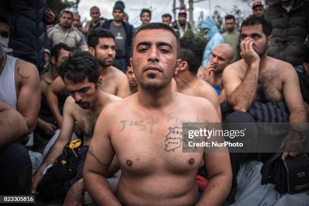 Daily life inside a refugee camp in Idomeni, Greece. After Macedonia closed its border to informal migration, the so-called &quot;Balkan Route&quot;...