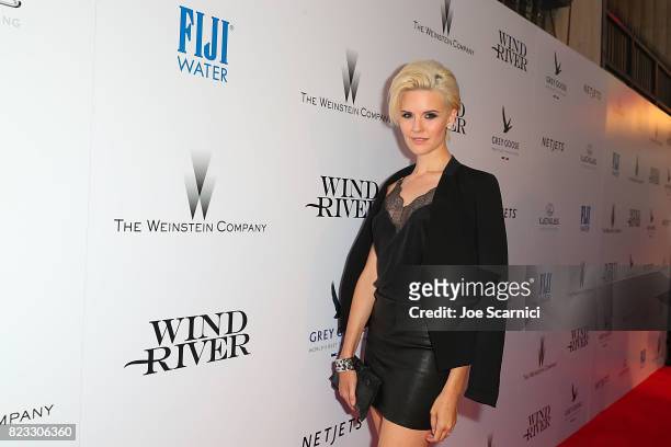 Maggie Grace attends the Wind River Los Angeles Premiere Presented in Partnership with FIJI Water at Ace Hotel on July 26, 2017 in Los Angeles,...