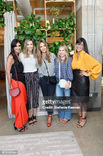 Shilpa Shah, Meritt Elliott; Jessica Alba; Emily Current and Karla Gallardo at Cuyana Essential Women Event on July 26, 2017 in West Hollywood,...