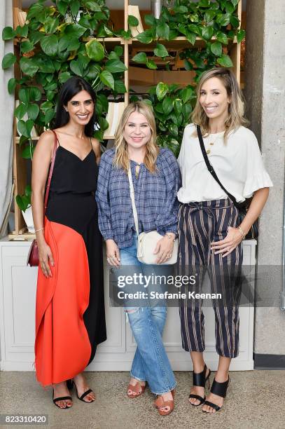 Shilpa Shah; Emily Current and Meritt Elliott at Cuyana Essential Women Event on July 26, 2017 in West Hollywood, California.