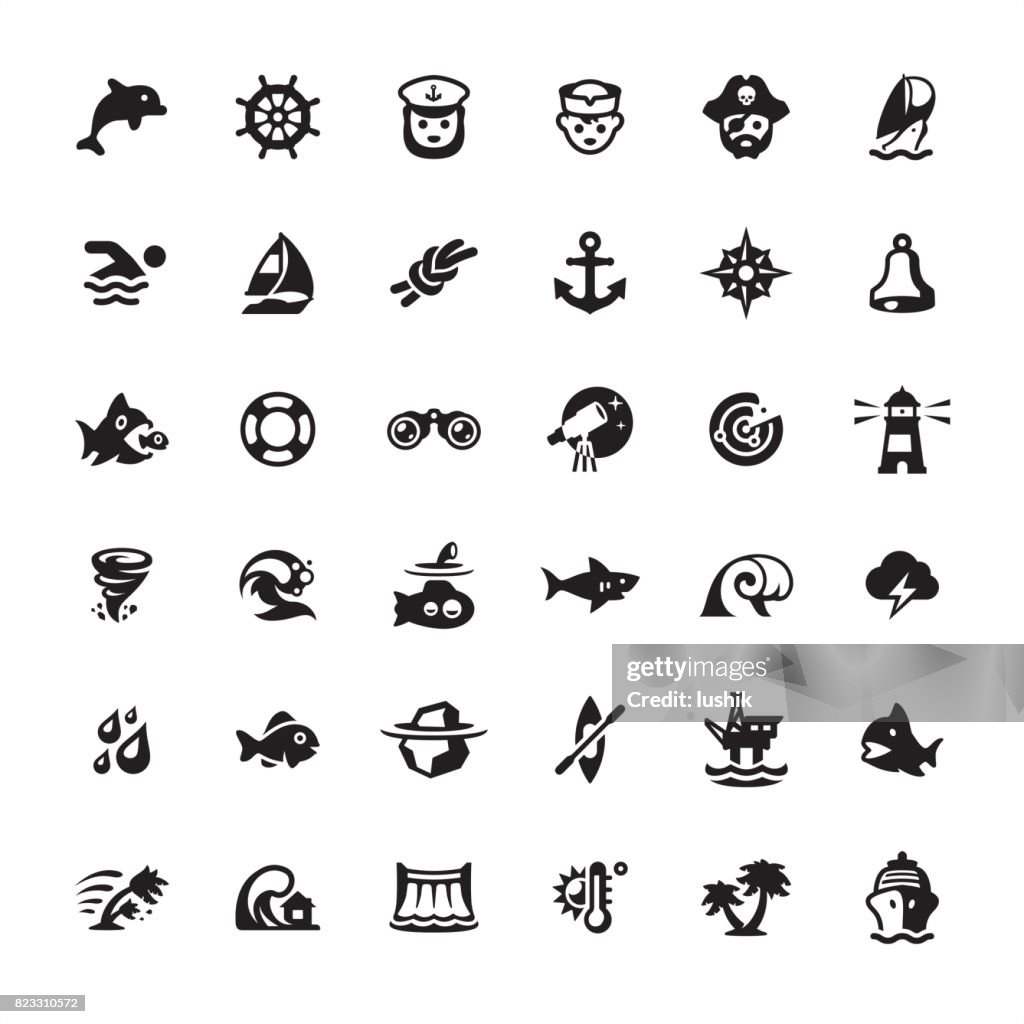 Seafaring icons set