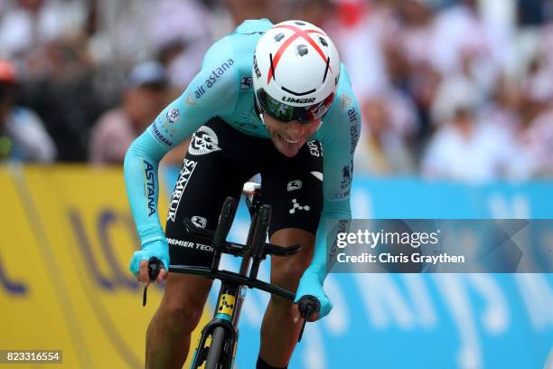 Fabio Aru of Italy riding for Astana Pro Team sprints to the finish during the individual time trial stage 20 of the 2017 Le Tour de France, a 22.5km...