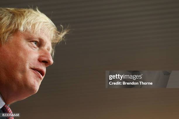 British Foreign Secretary, Boris Johnson attends a press conference on July 27, 2017 in Sydney, Australia. The British Foreign Secretary and former...