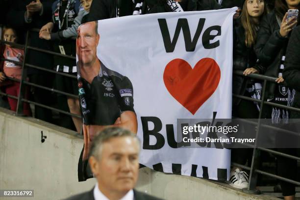 Collingwood President Eddie McGuire looks on after the round 18 AFL match between the Collingwood Magpies and the West Coast Eagles at Etihad Stadium...