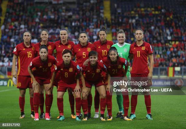 Spain first eleven during the UEFA Women's Euro 2017 Group D match between England and Spain at Rat Verlegh Stadion on July 23, 2017 in Breda,...